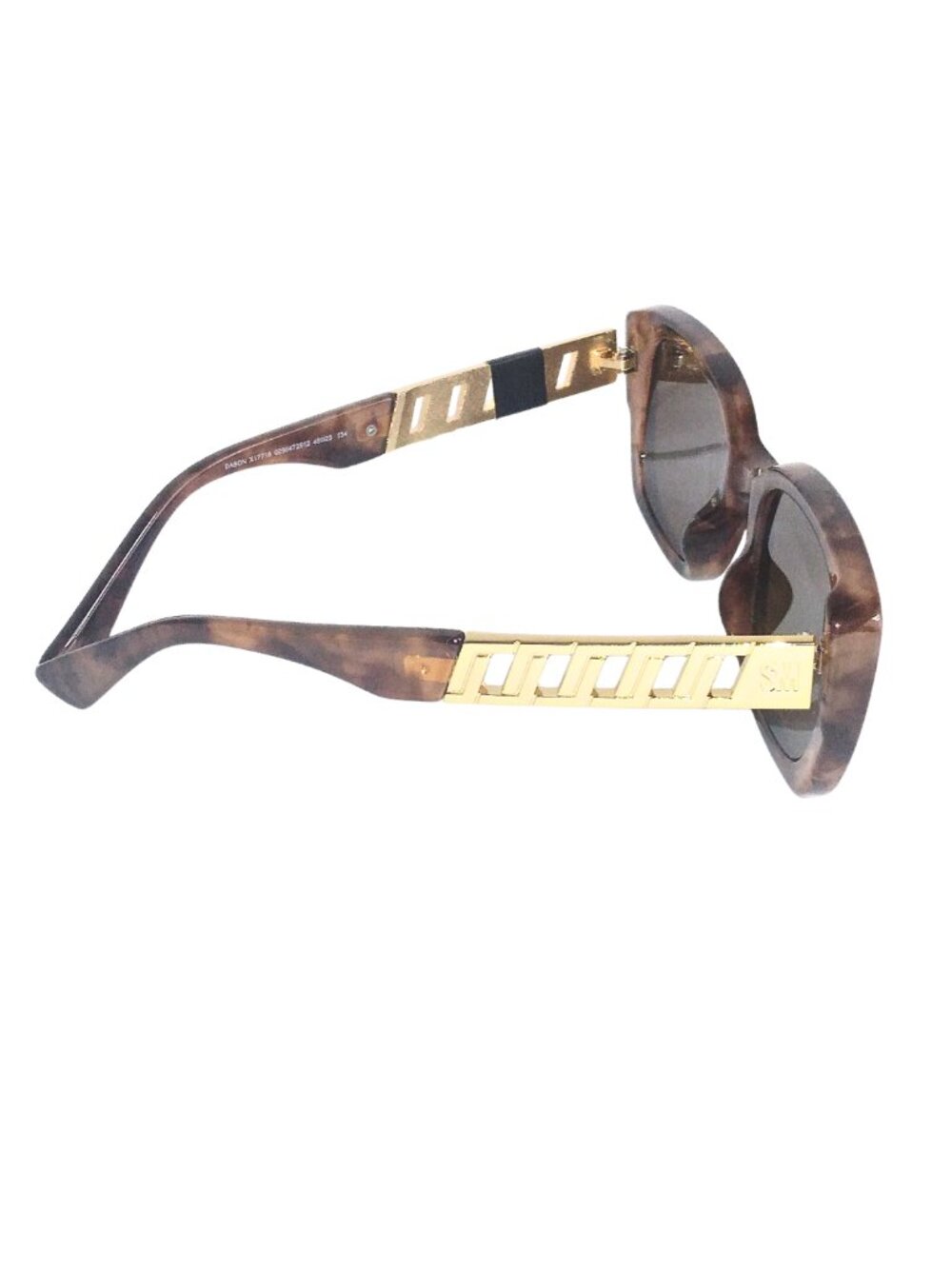 WOMEN'S STEVE MADDEN BROWN & TAN RECTANGLE FRAME SUNGLASSES W/GOLD MONOGRAM - Picture 4 of 5